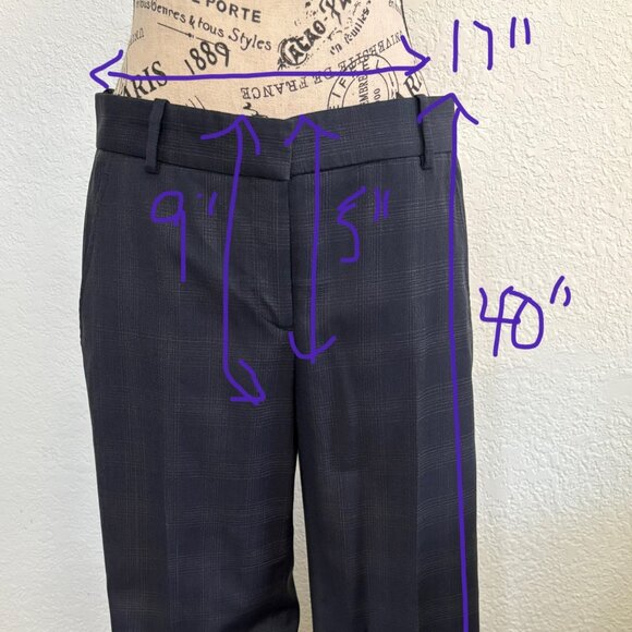 Theory Navy/Plaid Trouser Pant, Size 4 - Picture 3 of 6